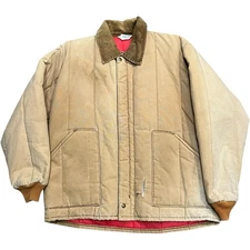 Key Imperial Work Jacket XL Tan Canvas Quilted Lining Vintage USA Workwear