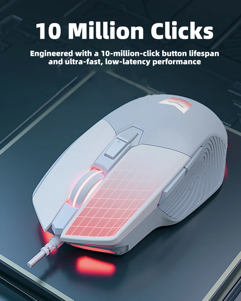 Wired Gaming Mouse 7 Button 7200 DPI USB Gamer Mice RGB Backlit PC Laptop Office - Image 4 of 4