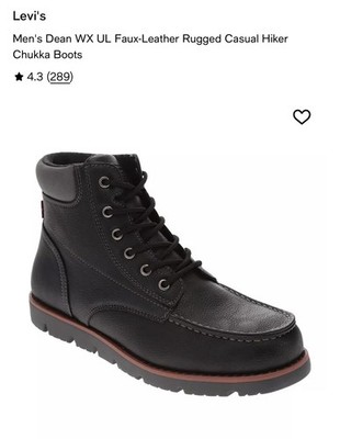 Levi's Boots Mens Size 9.5M Black Faux Leather Dean WX UL Chukka Ankle Hiker