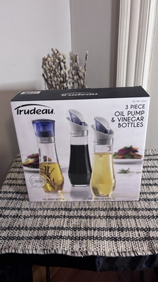 #ad Trudeau 3 Piece Oil Pump amp; Vinegar Bottle Set – New in Box $22.00