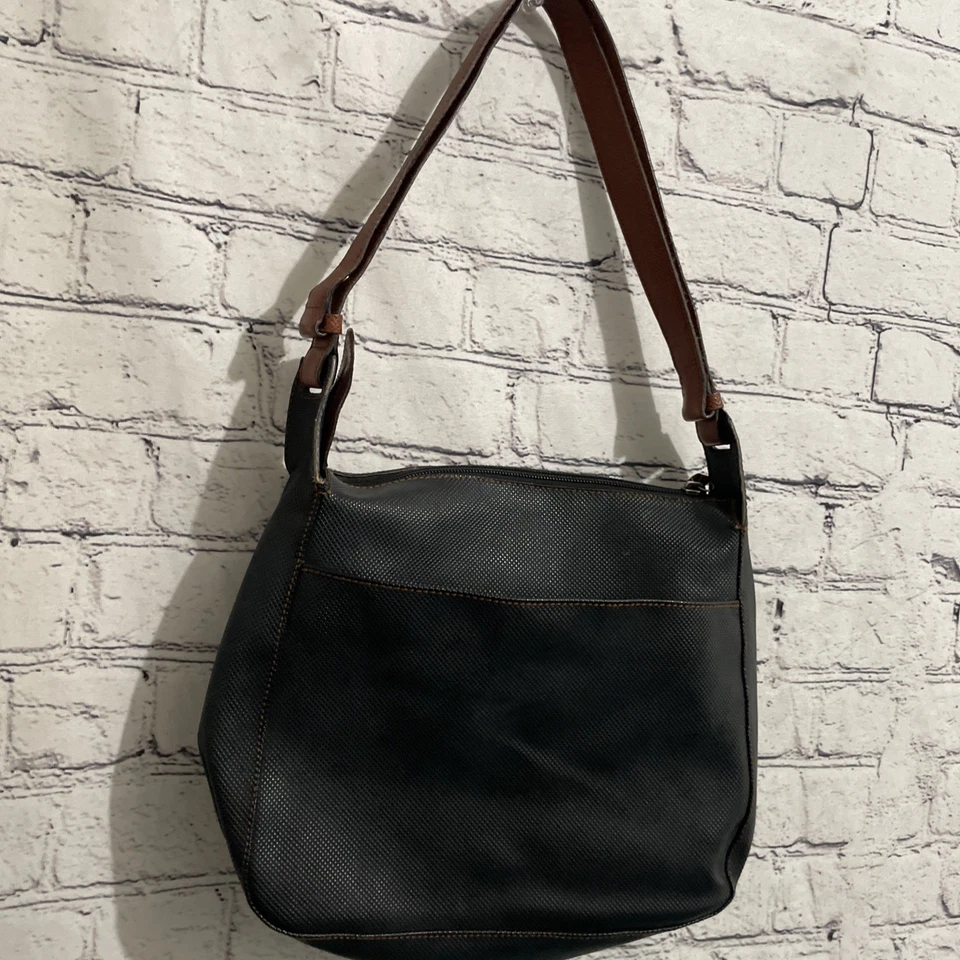 Bolso de Hombro Vintage BOTTEGA VENETA Negro Cuero PVC Marco Polo ITALIA Foto 4 de 4