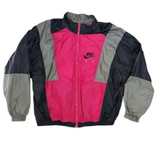 VTG Nike Air Windbreaker Track Jacket Size XL Boxy Fit Baggy Burgundy Tan Black