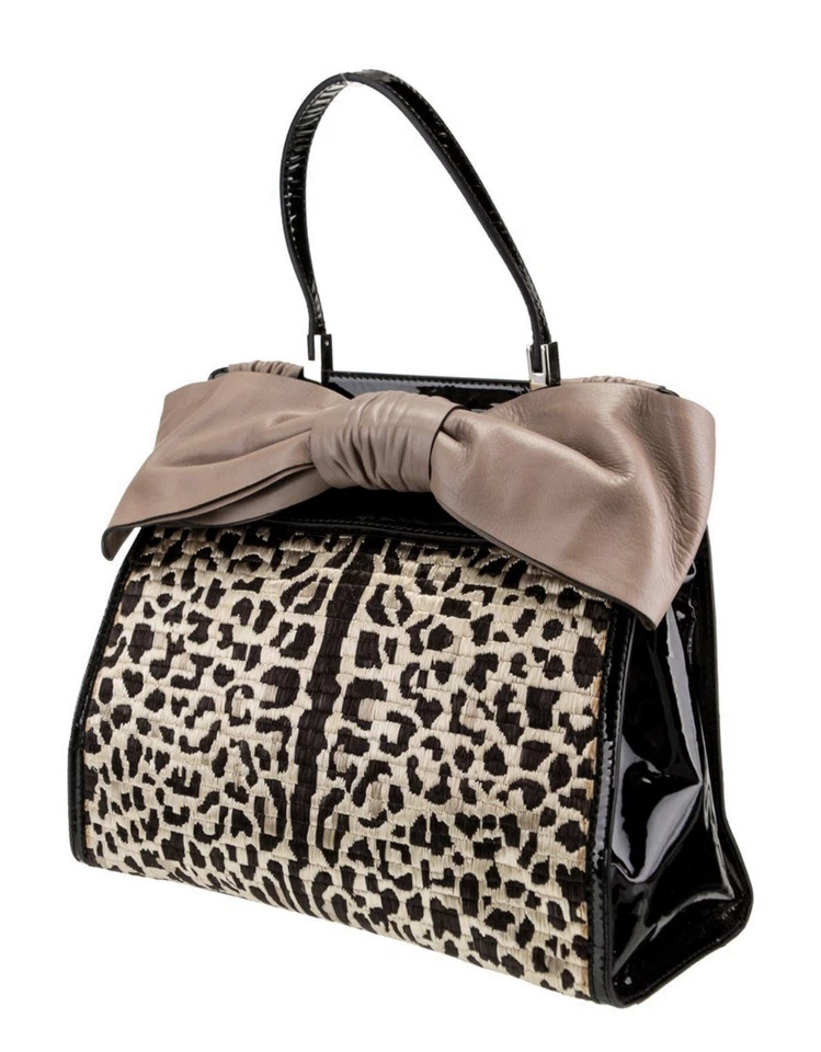 Bolso de mano Valentino con lazo de leopardo charol ¡¡Guau!! Vintage Foto 3 de 4