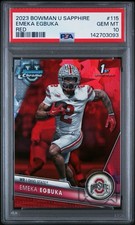 2023 Bowman U Sapphire Emeka Egbuka Red 1st Bowman #1/5 PSA 10 POP 1 Ohio State