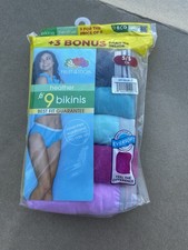 FRUIT OF THE LOOM WOMEN'S HEATHER BIKINIS 9 PACK Size 5/S BRAND NEW IN PACKAGE
