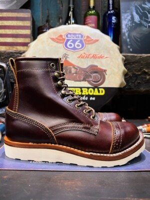 Men's Handmade Handcrafted Leather Wedge Sole British Style Cap Toe Work Boots