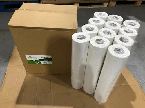 12 x Eco Doctors Dentist Clinic Couch Hygiene 20" Paper Rolls Tissue 40m White