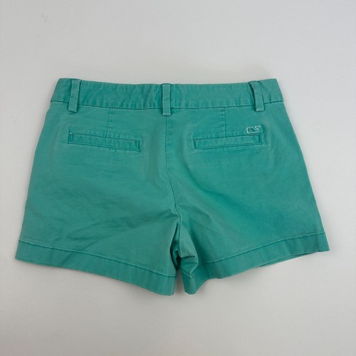 Vineyard Vines Girls Size 12 Teal Chino Flat Front Shorts Whale Preppy Stretch - Picture 8 of 9