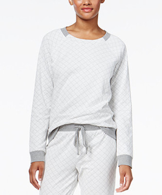 Alfani Women's Gray Pajama Quilted Style Top Size M Retail $44