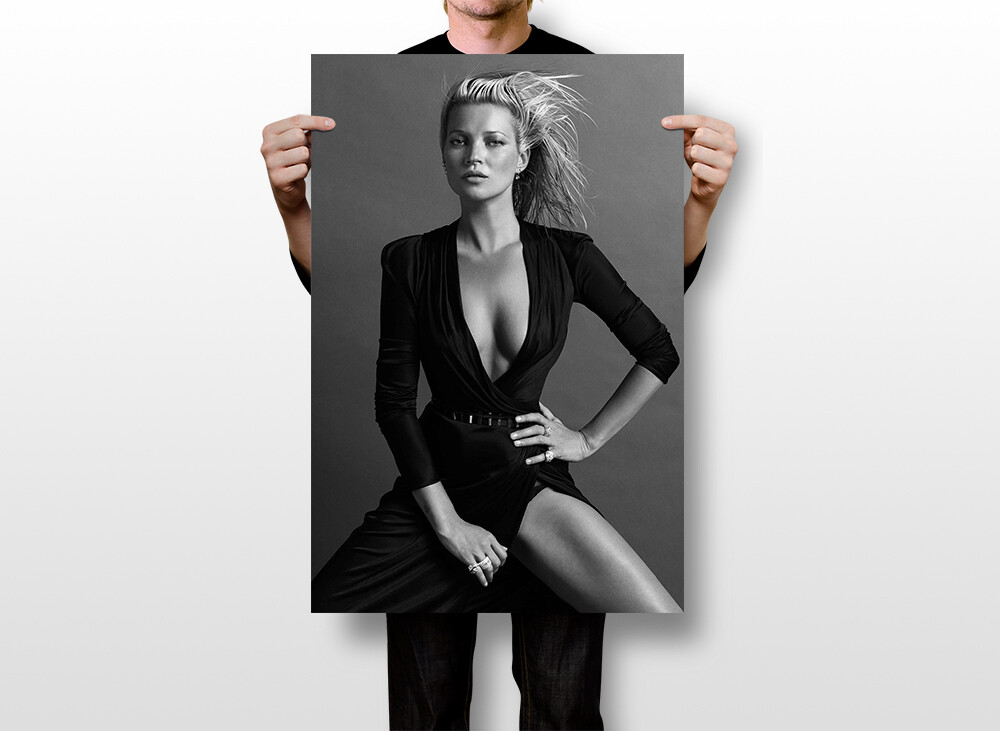 ケイトモスポスター ブラック Kate Moss British Supermodel Print Wall Art Home Decor - POSTER