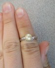 10K White Gold Pearl Solitaire Hammered Ring Size 6.5 R22 — photo 5