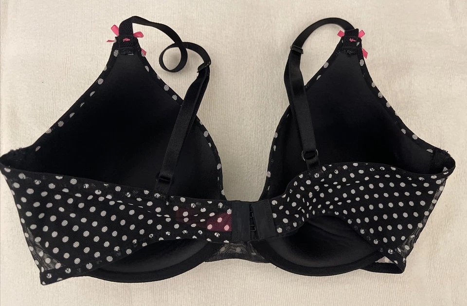 Sujetador Betsey Johnson negro blanco a lunares nuevo sin etiquetas 34C Foto 4 de 4