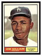 1961 TOPPS JIM GILLIAM #238 LA DODGERS HIGH GRADE BEAUTIFUL CARD!
