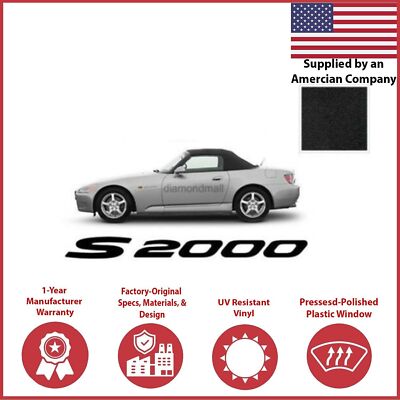 Fits Honda S2000 Convertible Soft Top Replacement With Plastic Window 1999-2001