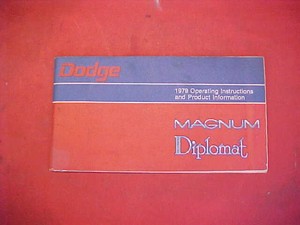 NICE MOPAR 1979 79 DODGE DIPLOMAT MAGNUM GLOVE BOX OWENER MANUAL BOOK