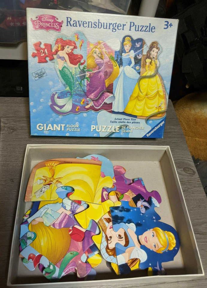 Rompecabezas de piso Ravensburger gigante princesa Disney Cenicienta Bella Bestia Sirena Foto 2 de 3