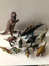 Large Lot of 12 Toy Dinosaurs T-Rex Triceratops Stegosaurus Many Sizes