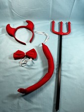 Halloween Devil Costume Set Devil Horn Headband Red Devil Tail Bowtie Devil Red