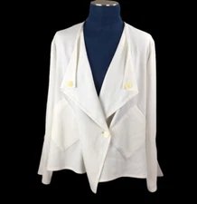 Linda Lundstrom Jacket Top Womens Size 8 White Lagonlook Lightweight Cardigan