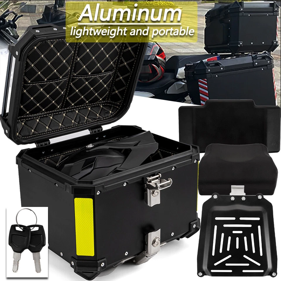 Universal Motorcycle Matted Black Scooters Tail Luggage Top Box Storage Case 45L Foto 2 de 4