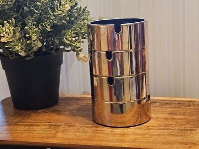 MCM Maru Trend Pacific Ashtray Gold & Black Isamu Kenmochi Mid Century 4 set