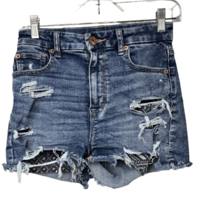 AE Next Level Curvy High-Waisted Ripped Stretch Denim Jean Short Hi-Rise  Shortie | eBay