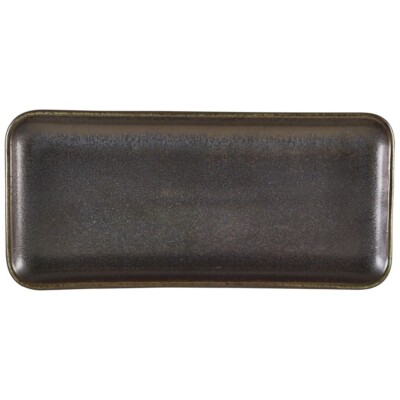 Terra Porzellan schwarz schmale rechteckige Platte 27 x 12,5 cm Menge 5