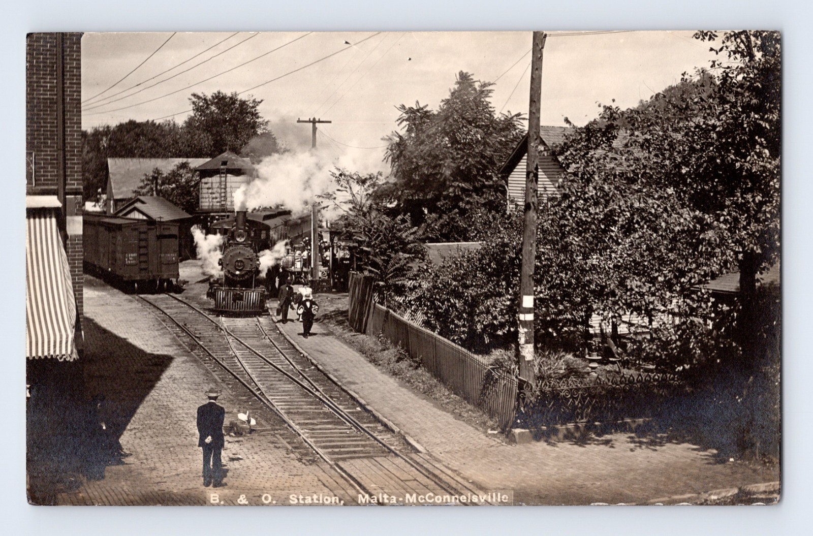 B&O Railroad Station RPPC Malta McConnelsville Ohio Train