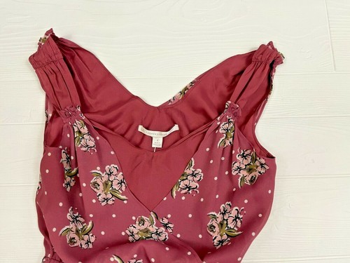 Vestido para mujer Lauren Conrad 4 rosa floral de gasa ajuste y llamaradas cinturón sin mangas - Imagen 4 de 8