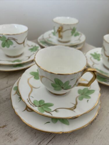 Antique Crown Staffordshire Bone China 4 Teacups Saucers Plates Cream Jug Bowl - Picture 8 of 15
