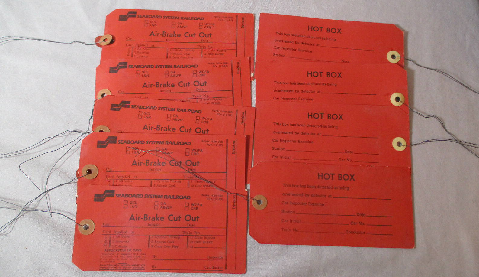 1982 Lot 9 UnUsed Cards SEABOARD SYSTEM RAILROAD AirBrake Cut Out HOT