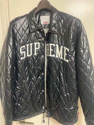 Supreme Snap Front Quilted Coaches Jacket Medium Black Box Logo 