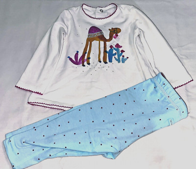 CATIMINI  2 PIECE COTTON TOP AND PANT SET, SZ. 12 MONTHS , CAMEL