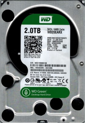 Western Digital 2TB WD20EARX SATA - 64MB RPM WD Desktop HDD Hard