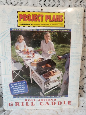 Project Plans Workbench Roll-Around Grill Caddie New In The Package - Vintage