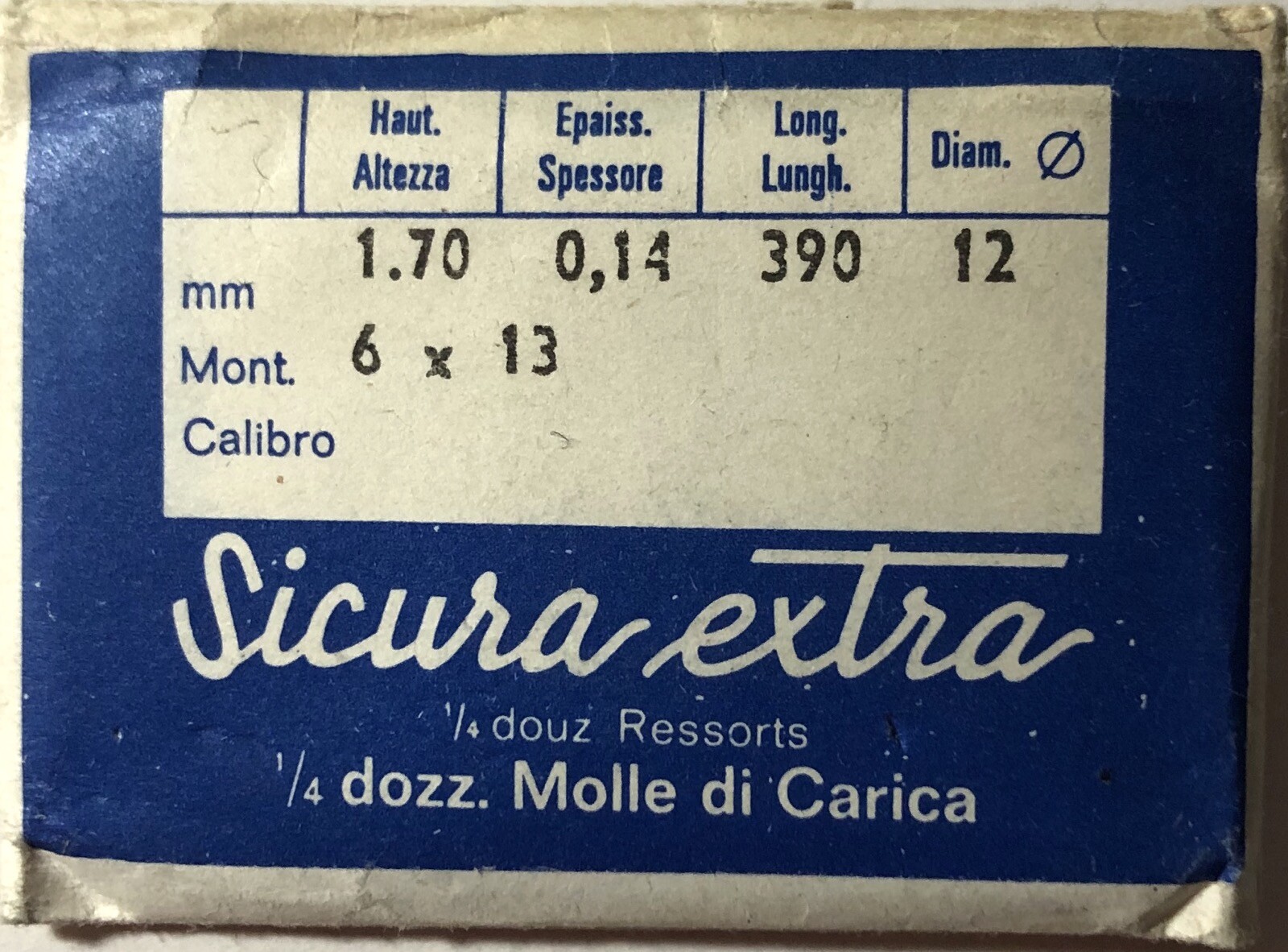 Sicura 1X Mainspring 1.70x0.14mm 12 Spring Watch Length 390 F1 UAGU 6x13mm  