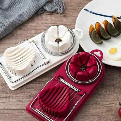 New-Multifunctional Egg Slicer, 2 in 1 Stainless Steel Egg Cutter (color :white)