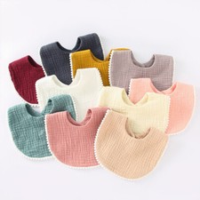 Baby Bibs Infant Cotton Wrinkled Cloth Bib Newborn Solid Feeding Saliva Towel