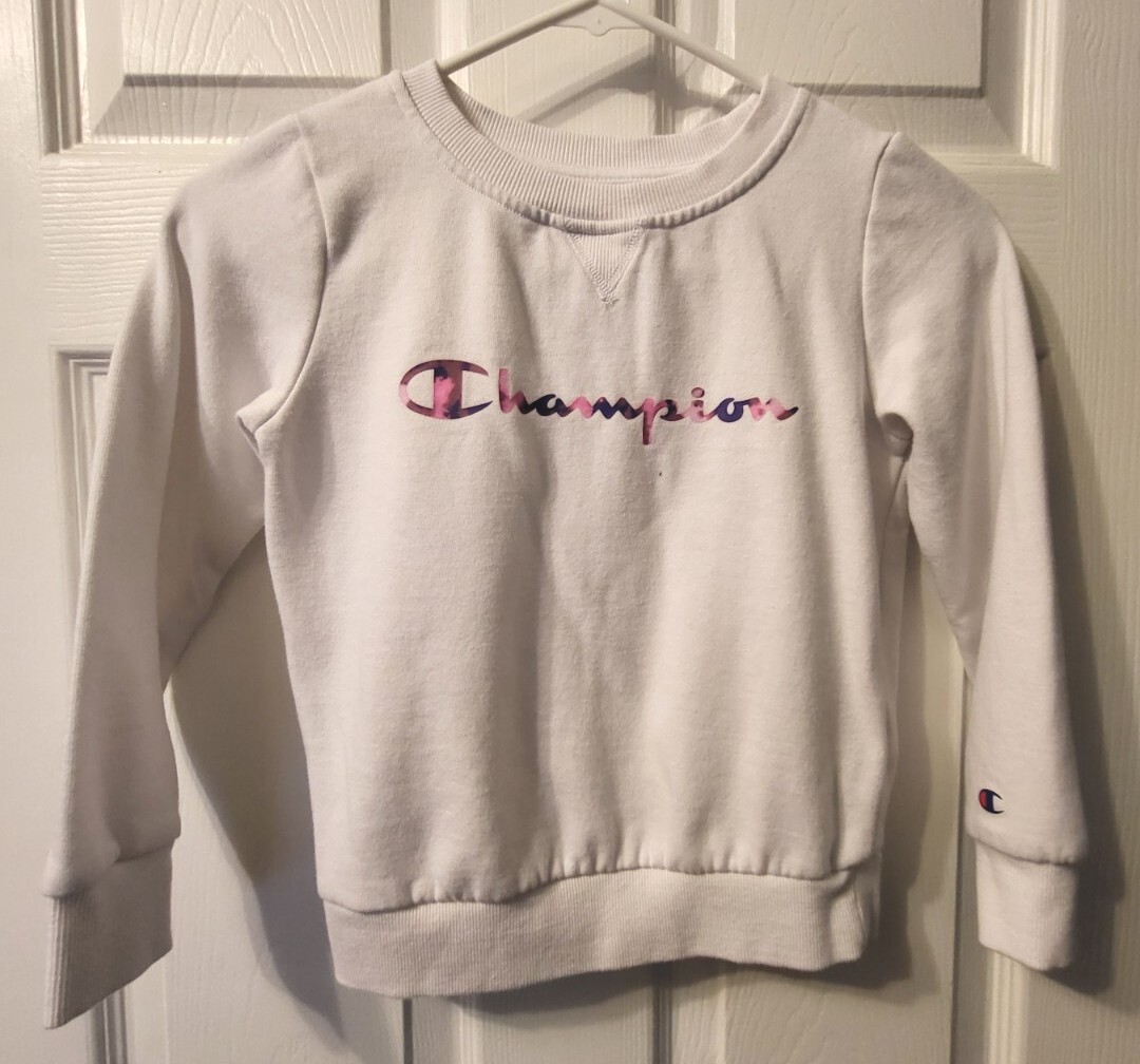 Champion Girls 6X White Pink Purple Sweatshirt Sweater Youth Kids