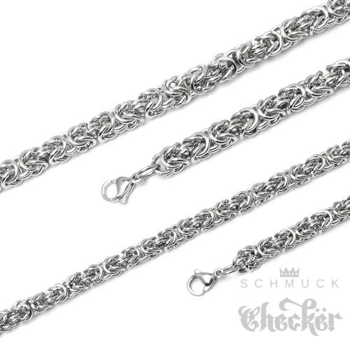 Byzantine Necklace Women Men King Chain 1000 Rings Stainless Steel Silver Chain