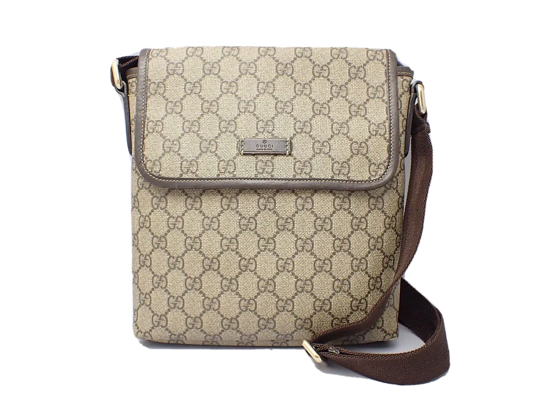 GUCCI 223666 GG Supreme GG Pattern Crossbody Shoulder Bag PVC Beige Used