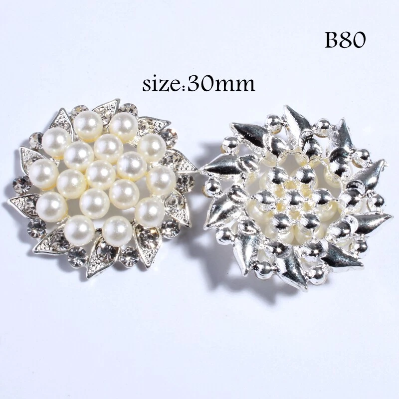 12PCS 30MM Vintage High Quality Round Sparking Ivory Pearl Buttons Embellishment - Image 2 of 3