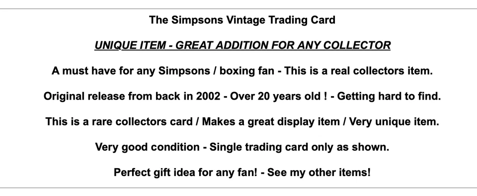 The Simpsons 2002 Trading Card Game Rare Vintage Boxing Memorabilia Merchandise - Image 2 of 4