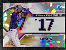 2023 Bowman Chrome Scouts TOP 100 #17 ATOMIC REFRACTOR Zac Veen 123/150