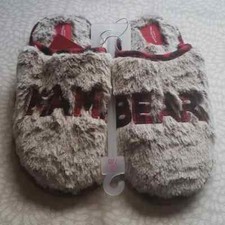Mama Bear Slipper Faux Fur Plaid Women Wondershop Brown Medium 7/8 NEW