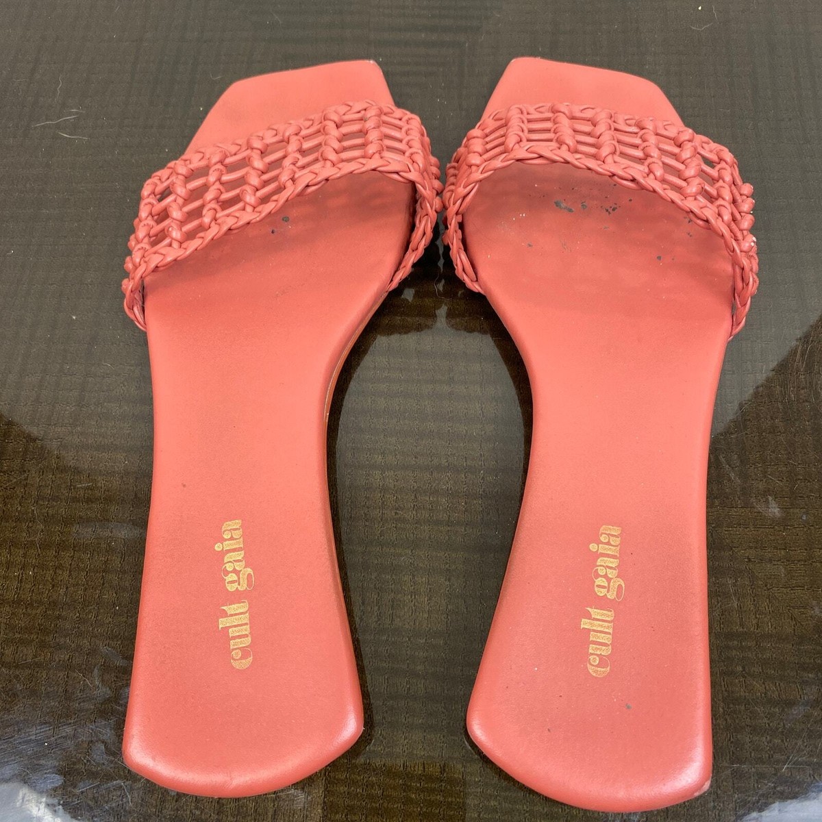 Cult Gaia Maya Woven Leather Sandals Slides Women display picture 1