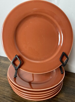 Set/2 WILLIAMS-SONOMA Salad Plates Paprika Rust Color Portugal