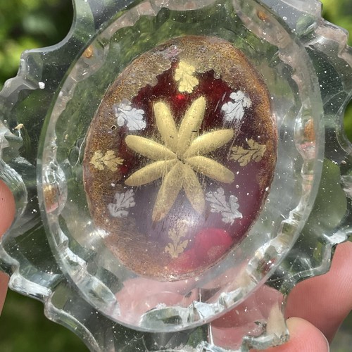 Antique Georgian 18th - Early 19th C. Cut Glass Cranberry Painted Master Salt - Bild 3 von 15