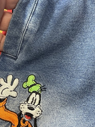 Disney Denim Shorts 4T Girl Mickey Goofy Embroidery Rainbow - Picture 4 of 19