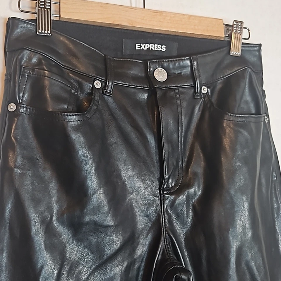 Express Black Faux Leather High Rise Ankle Legging Size 0 - Image 3 of 4